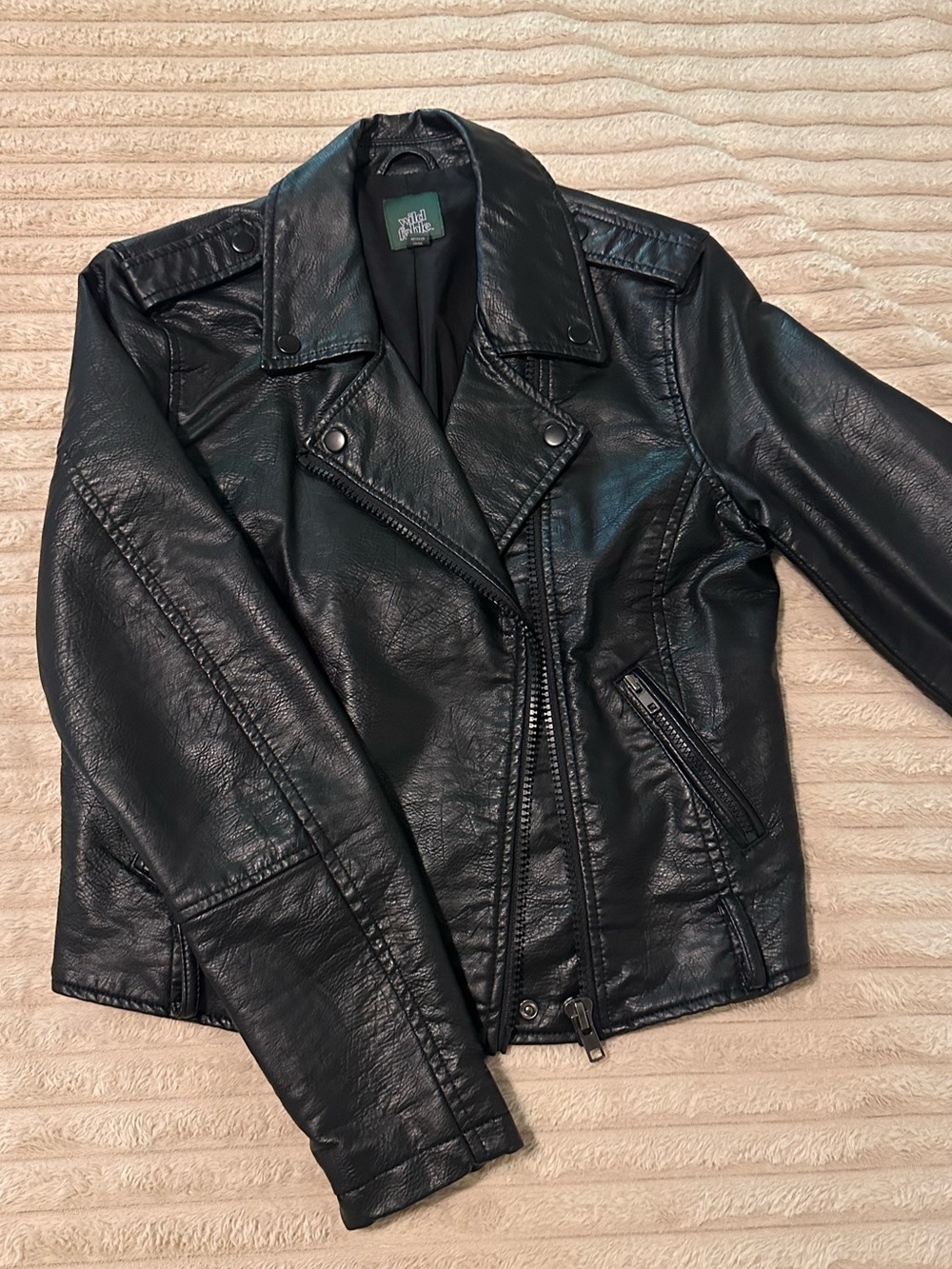 Wild Fable Black Faux Leather Moto Jacket